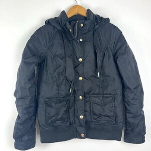 Y2K Juicy Couture Down Puffer Jacket Black Hooded Bomber Streetwear Sz M